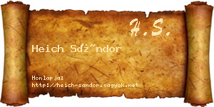 Heich Sándor névjegykártya